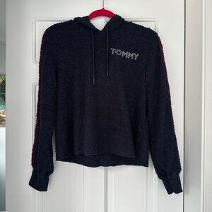 Tommy Hilfiger Soft Navy Blue Purple Hoodie Sweatshirt Pullover in Size Small